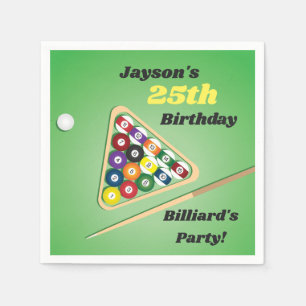 Green und Black Billiard Pool Party Paper Napkin Serviette