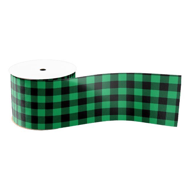 Green und Black Buffalo Karo Gingham Holiday Ripsband (Spule)