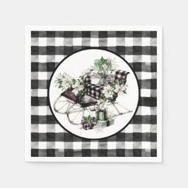 Green und Black Buffalo Karo Sleigh und Packages Serviette