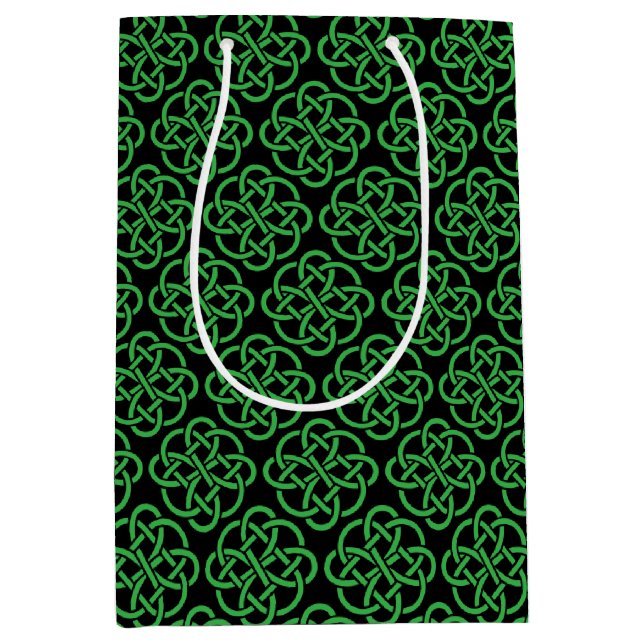 Green und Black Celtic Shield Knot Mittlere Geschenktüte (Vorderseite)