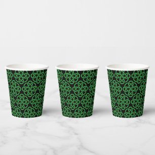 Green und Black Celtic Shield Knot Pappbecher