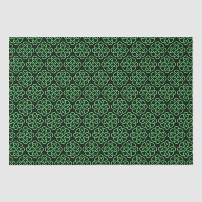Green und Black Celtic Shield Knot Seidenpapier (Vorderseite)