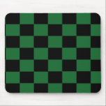 Green und Black Checkered Mousepad<br><div class="desc">Schwarz-grün-kariertes Design</div>