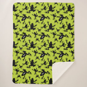 Green und Black Frog Pattern Kids Sherpadecke