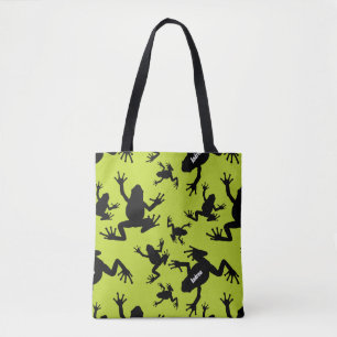 Green und Black Frog Pattern Kids Tasche