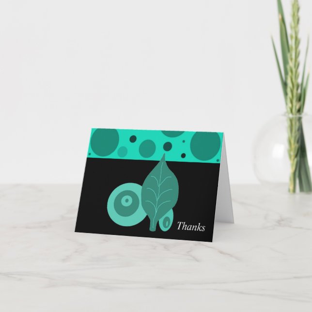 Green und Black Leaf Vielen Dank Dankeskarte (Vorderseite)