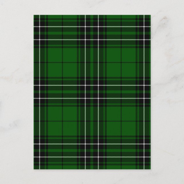 Green und Black Scottish Clan MacLean Tartan Postkarte (Vorderseite)