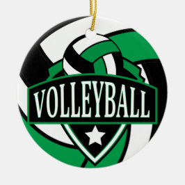Green und Black 🏐 Volleyball-Logo Keramik Ornament