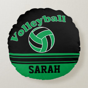 Green und Black Volleyball   Personalisieren Rundes Kissen