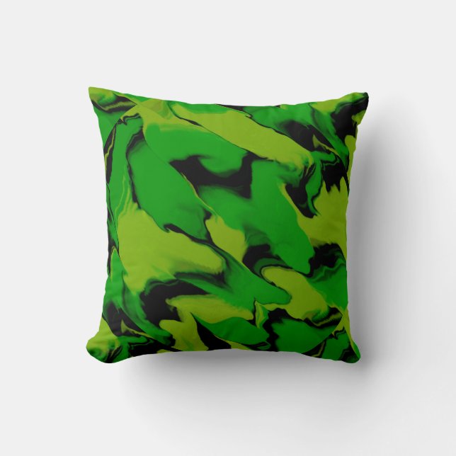 Green und Black Wavy Kissen (Vorderseite)