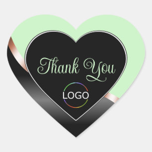Green und Black Wavy Rose Gold mit Logo Vielen Dan Herz-Aufkleber