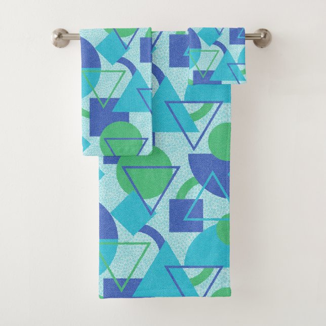 Green und Blue Abstract Design Badhandtuch Set (Insitu)