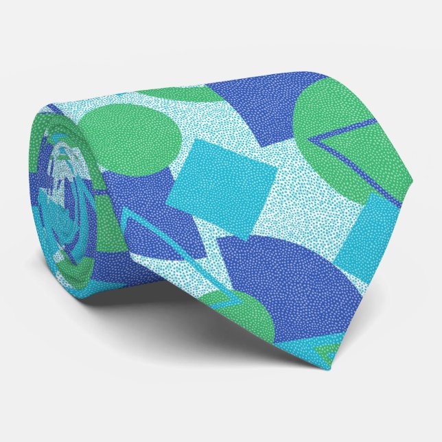 Green und Blue Abstract Design Krawatte (Gerollt)