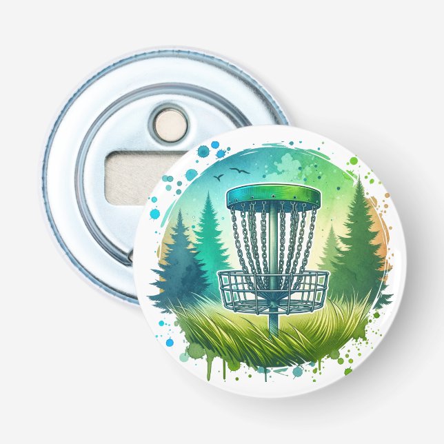 Green und Blue Disk Golf Themed Flaschenöffner (Vorderseite)