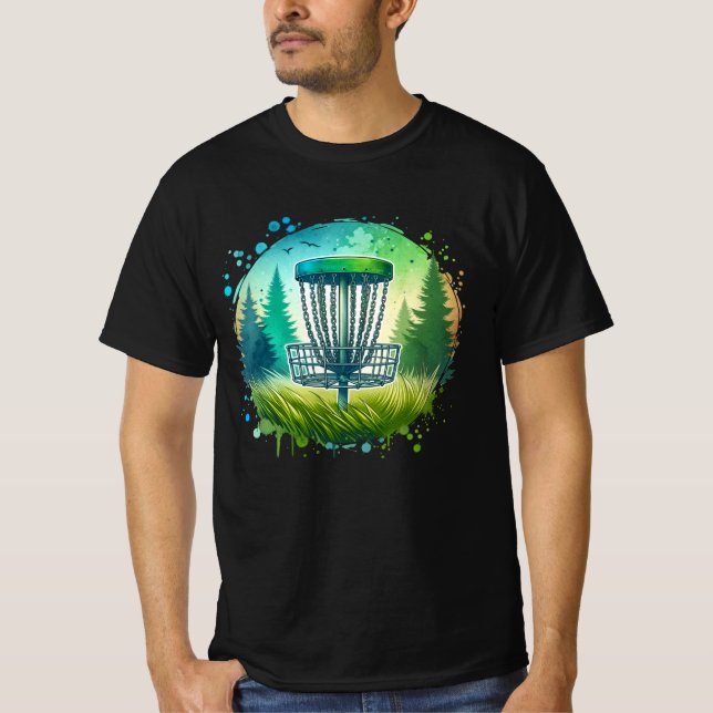 Green und Blue Disk Golf Themed T-Shirt (Vorderseite)