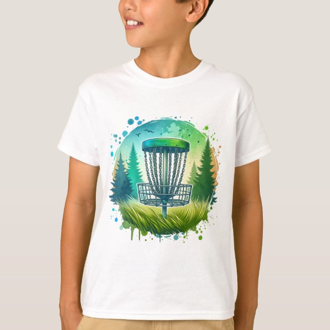 Green und Blue Disk Golf Themed T-Shirt (Vorderseite)