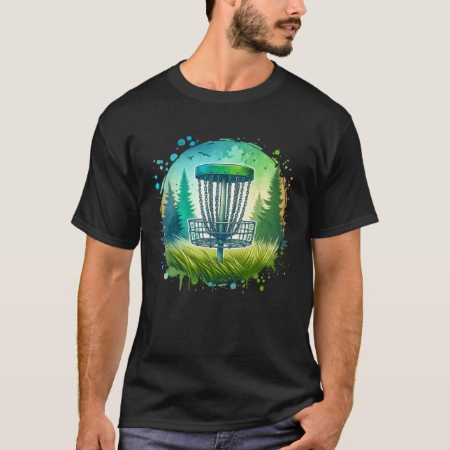 Green und Blue Disk Golf Themed T-Shirt (Vorderseite)