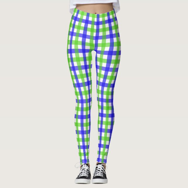 Green und Blue Gingham Leggings (Vorderseite)