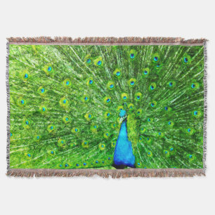 Green und Blue Impressionist Peacock Decke