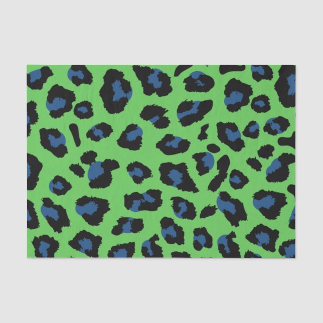 Green und Blue Leopard Print Seidenpapier (Vorderseite)