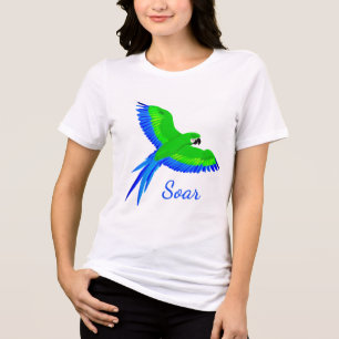 Green und Blue Macaw im Flug Tri-Blend Shirt