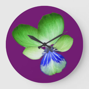 Green und Blue Pansy Wall Clock Große Wanduhr