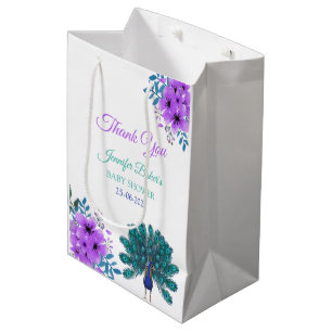 Green und Blue Peacock LILA BLUME Mittlere Geschenktüte
