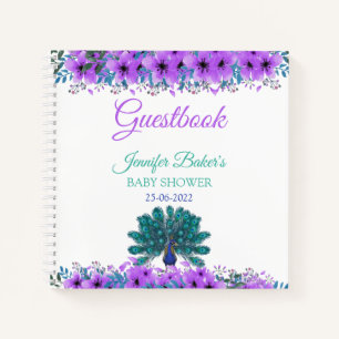 Green und Blue Peacock   LILA BLUME Notizbuch