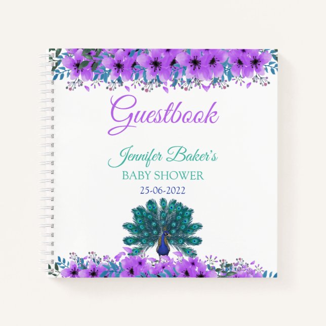 Green und Blue Peacock | LILA BLUME Notizbuch (Vorderseite)
