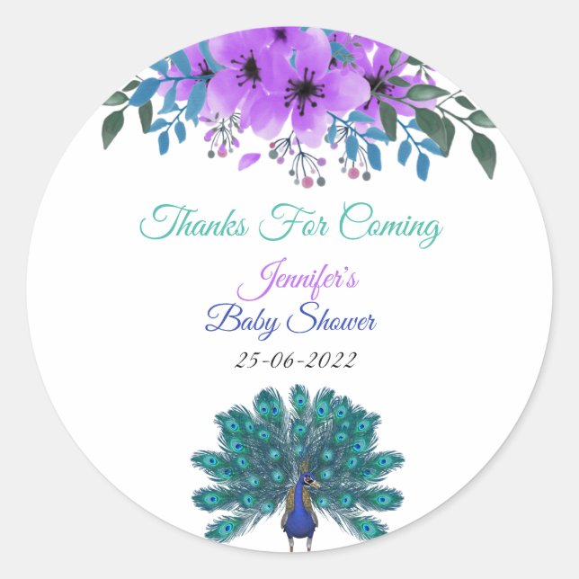 Green und Blue Peacock | LILA BLUME Runder Aufkleber (Vorderseite)