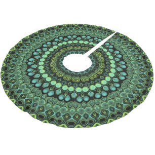 Green und Blue Peacock Mandala Design Polyester Weihnachtsbaumdecke
