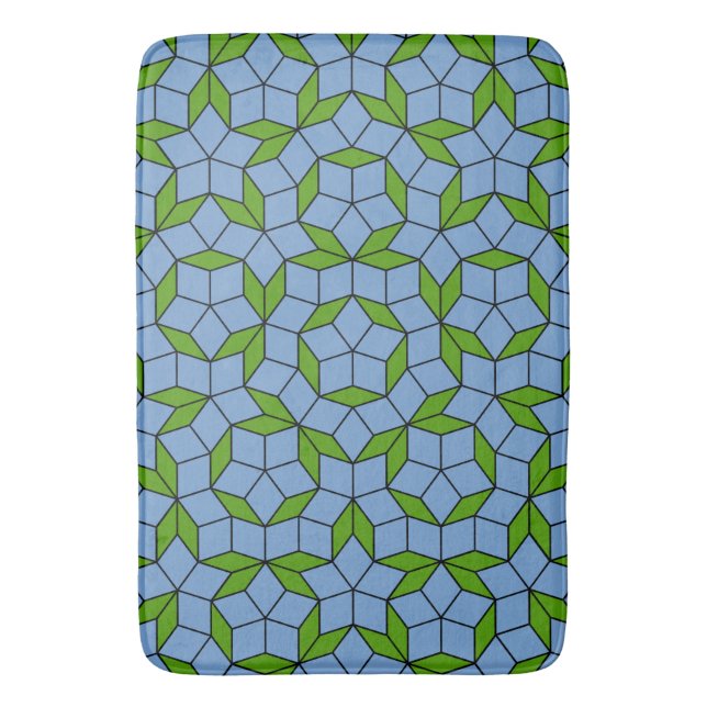 Green und Blue Penrose Rhombus Muster Badematte (Vorderseite Vertikal)