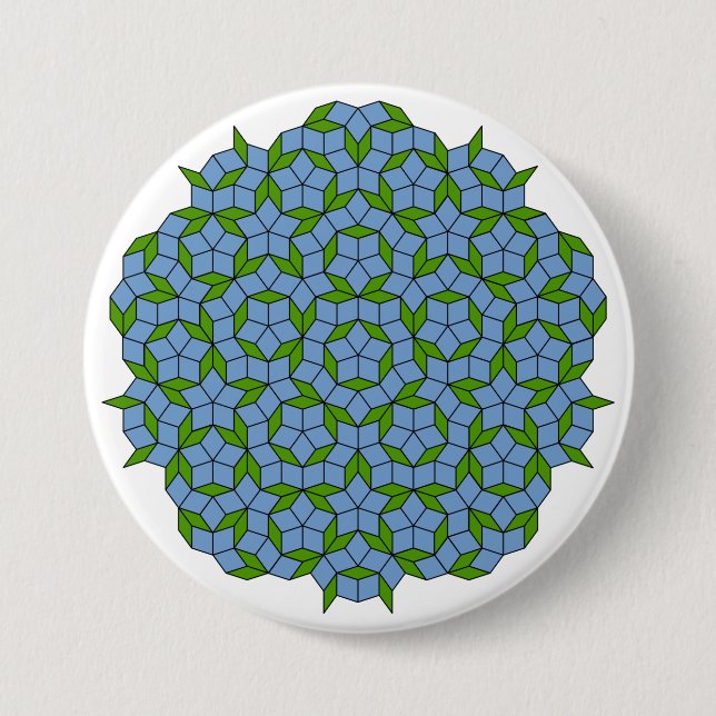 Green und Blue Penrose Rhombus Muster Button (Vorderseite)