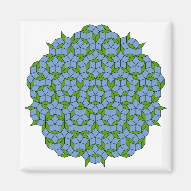 Green und Blue Penrose Rhombus Muster Magnet (Vorne)