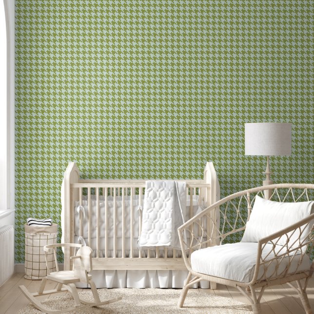 Green und Blue Southern Preppy Hahnentrittmuster Tapete (Kinder)