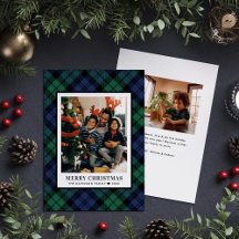 Green und Blue Tartan Kariert Frohe Weihnachten Fo