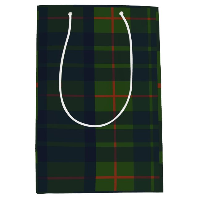 Green und Blue Tartan Kariert Mittlere Geschenktüte (Vorderseite)