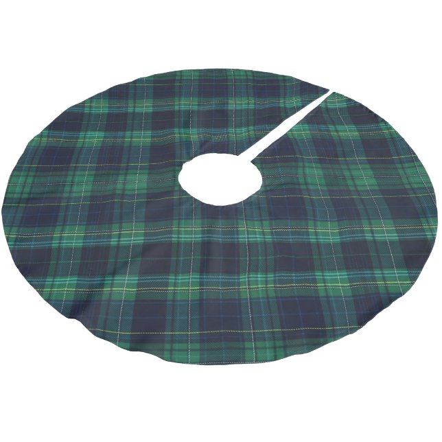 Green und Blue Tartan Kariert Polyester Weihnachtsbaumdecke (Schrägansicht)