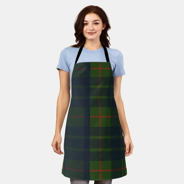 Green und Blue Tartan Kariert Schürze (Getragen)