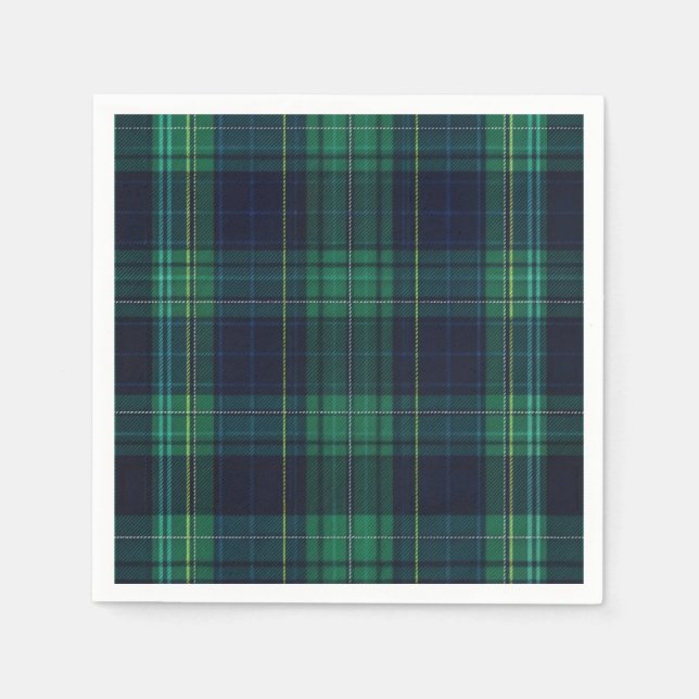Green und Blue Tartan Kariert Serviette (Vorderseite)