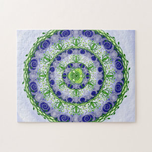 Green und Blue Triple Moon Goddess Mandala