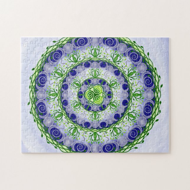 Green und Blue Triple Moon Goddess Mandala (Horizontal)
