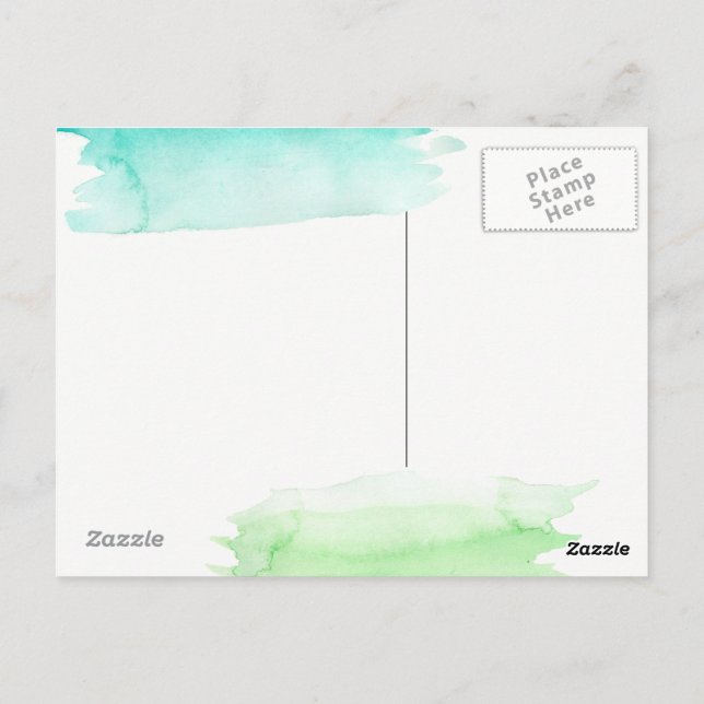 Green und Blue Watercolor Hallo Postcard Postkarte (Rückseite)