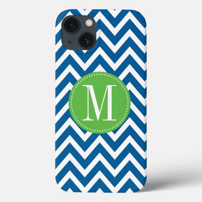 Green und Blue Zickzack Custom Monogram Case-Mate iPhone Hülle (Rückseite)