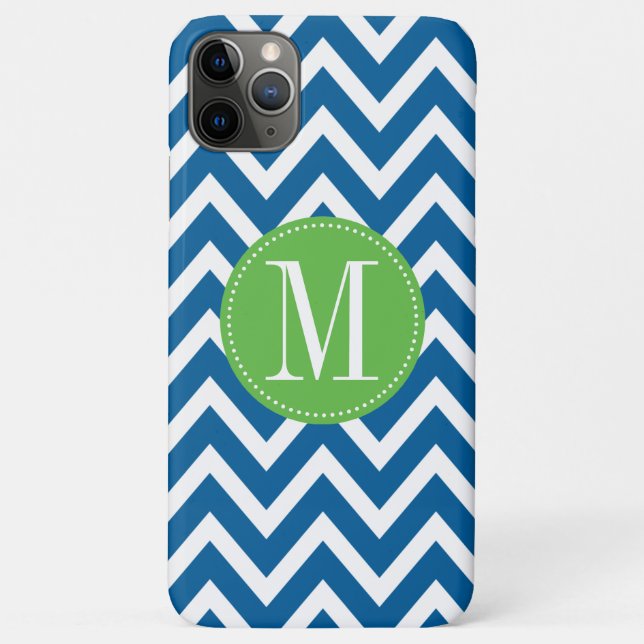 Green und Blue Zickzack Custom Monogram Case-Mate iPhone Hülle (Rückseite)