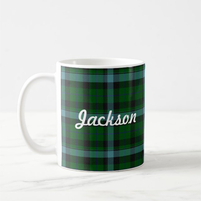 Green und Blues Tartan Kariertes Muster Kaffeetasse (Links)
