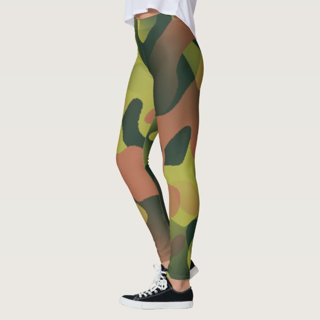 Green und Brown Camouflage Pattern Leggings (Links)
