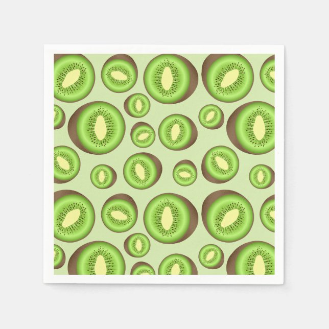 Green und Brown Kiwifruit-Muster Serviette (Vorderseite)