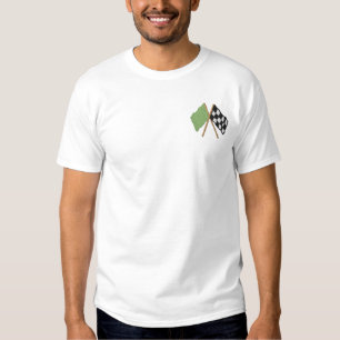 Green und Checked Flag Besticktes T-Shirt