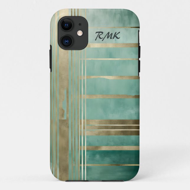 Green und Gold Abstrakt #3 Personalisiert Case-Mate iPhone Hülle (Rückseite)